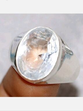 White Topaz Gemstone 925 Sterling Silver Handmade Ring